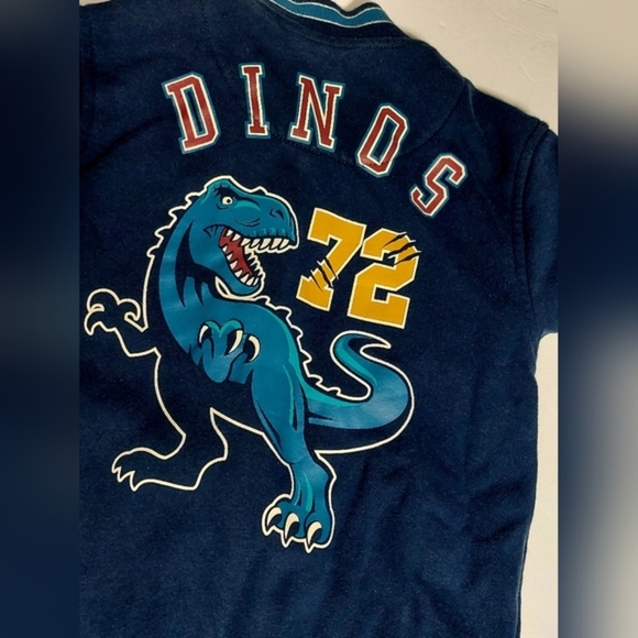 Dinosaur Varsity Style Button Up Sweater Size 8 - Picture 3 of 7